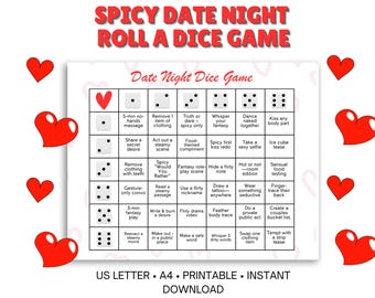 Spicy Date Night Dice Game, Romantic Couple Game (Printable)