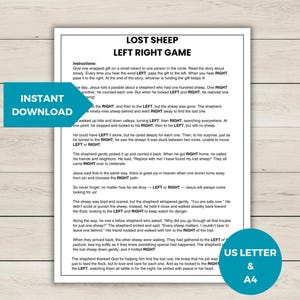 Bible Game Lost Sheep Left Right Game, Christian Bible Game Printable, Sunday School Activity for Kids, Gift Exchange Game, Parable of Jesus