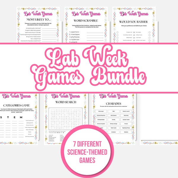 Printable Lab Week 7 Games Bundle,  2024 Lab Week,  The Lab Is Everything , Lab Week Activities,