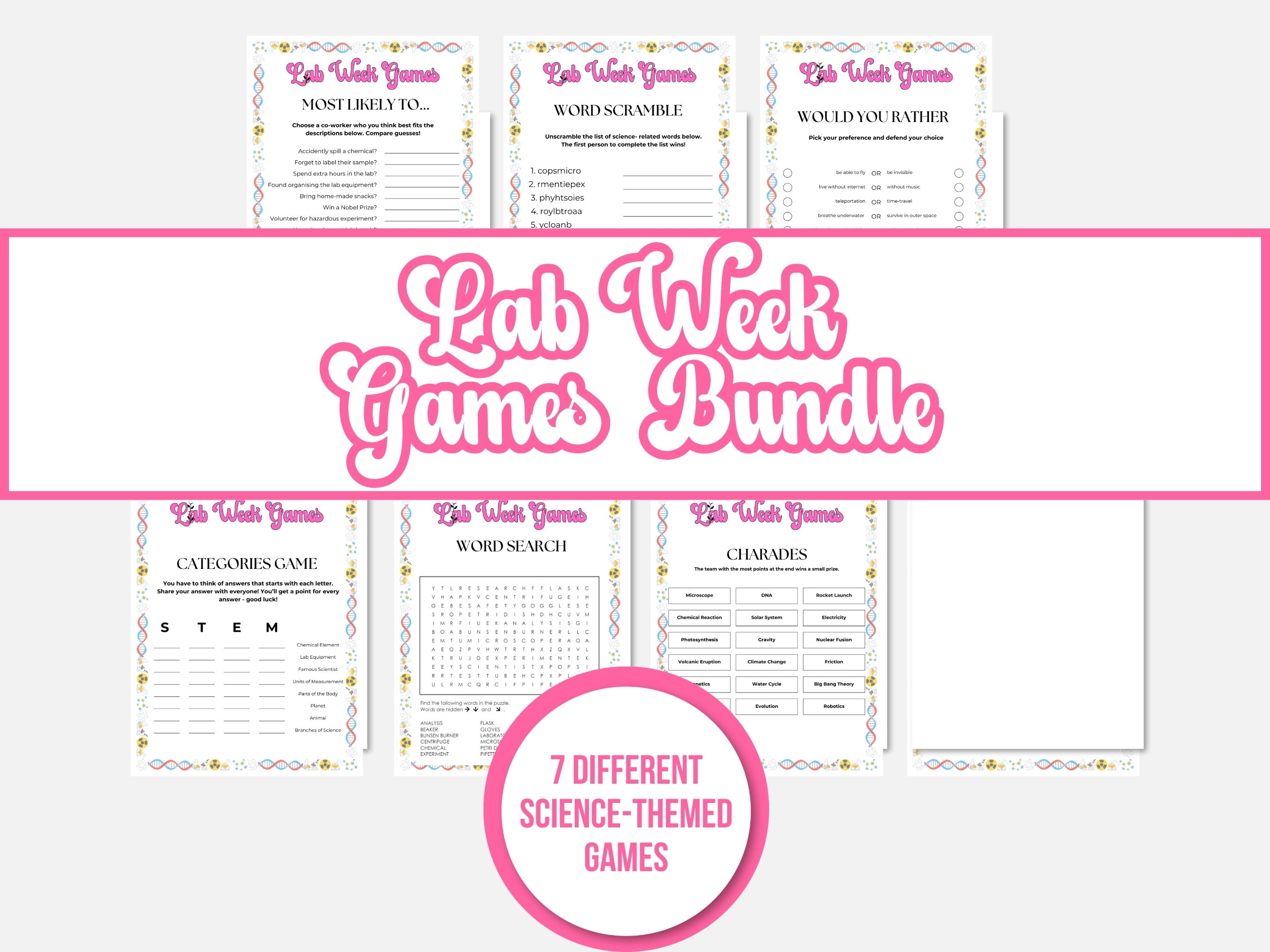 Printable Lab Week 7 Games Bundle, 2024 Lab Week, the Lab is Everything ...
