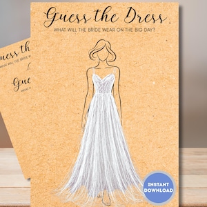 Minimalist Bridal Shower Game Printable, Guess the Dress Game, Bachelorette Party Activity, Instant Download