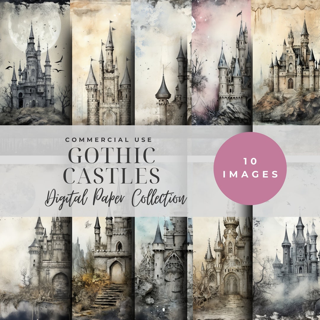 Gothic Castles Digital Paper Collection, Vintage Fantasy Castle ...