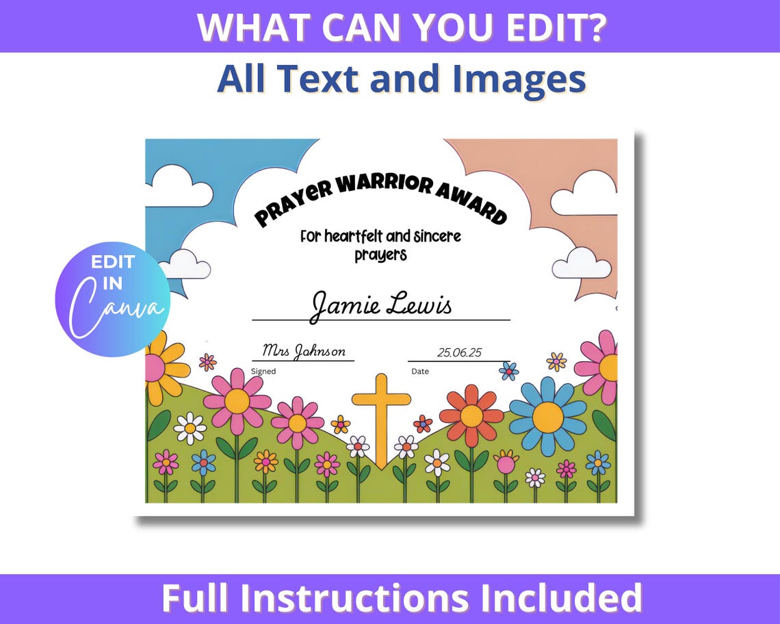 Editable VBS Award Certificates Canva Template, Christian Kids Awards ...
