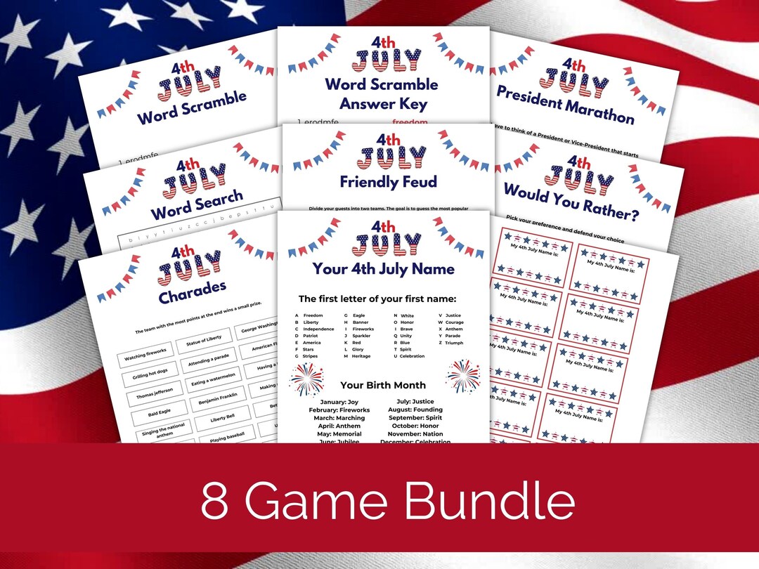 4th July Printable Games Bundle Independence Day Family Party Fun 8 4th July Printable Games Bundle Independence Day Family Party Fun 8