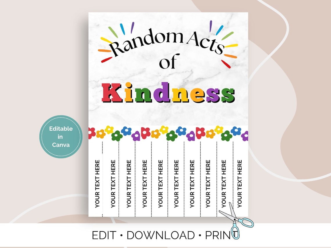 Random Acts of Kindness School Activity, World Kindness Day Youth Group ...