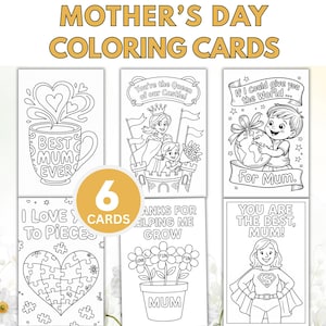 Muttertagskarten für Kinder, druckbare Muttertagskarten zum Ausmalen, DIY-Karten für Mama Oma, faltbare 13x18 Karte PDF