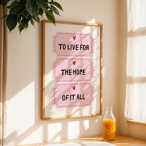 Póster de Taylor Hope of it all Impresión Póster de regalo de Taylor Decoración de habitación coqueta Póster preppy rosa Regalo para ella Letras de Taylor Decoración de guardería de Taylor