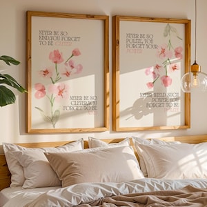 Taylor Lyric Print Set of Two, Taylor Inspired Poster (Digital Download), Taylor Dorm Room Print Floral Bedroom Wall Art, Never be so kind