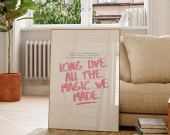 Taylor Digital Print Pink Bedroom Decor Taylor Inspired Wall Art Girl Nursery Print Taylor Lyrics Poster Taylor Fan Gift All The Magic Print