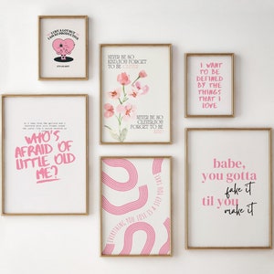 Impression Taylor, lot de 6 affiche taylor affirmation, chambre dortoir girly, affiche paroles Taylor, cadeau pour elle, décoration de chambre à coucher, art mural tendance