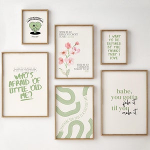 Taylor Poster set of 6 Taylor Lyric Poster Taylor Gift Taylor print Taylor bedroom decor Taylor Wall Art Taylor nursery decor sage