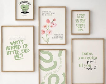 Taylor Poster set of 6 Taylor Lyric Poster Taylor Gift Taylor print Taylor bedroom decor Taylor Wall Art Taylor nursery decor sage