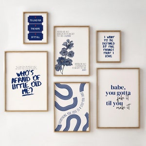 Conjunto de 6 impresiones de Taylor, póster de Taylor, impresión para dormitorio femenino, póster de Taylor para guardería, regalo para la decoración de su dormitorio, póster con letras de moda