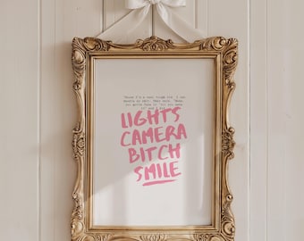 Taylor Poster Lights Camera Print Taylor wall Art girly dorm room gift for her Taylor lyric poster Taylor merch Taylor decor