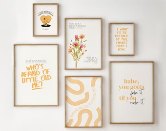 Taylor Print SET OF 7 affirmation poster Yellow Taylor Classroom Never be so kind print Taylor Lyric poster Taylor room decor Taylor nursery