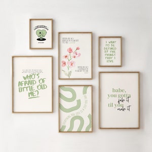 Taylor Poster set of 6 Taylor Lyric Poster Taylor Gift Taylor print Taylor bedroom decor Taylor Wall Art Taylor nursery decor sage