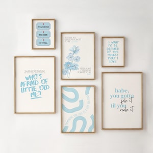Taylor Poster set of 6 Taylor lyric Poster Taylor gift little old me poster hope of it all Taylor lyrics taylor nursery Taylor wall art