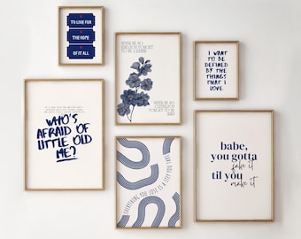 Taylor Print Set of 6 Taylor Poster girly Dorm room print Taylor nursery poster gift for her bedroom decor Lyric Poster Trendy