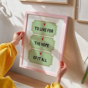 Taylor Poster hope of it all Print Green WallArt August Poster Taylor gift room decor Taylor lyric Poster dorm room poster live for the hope