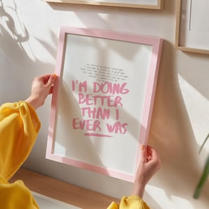 Taylor Poster Print Taylor Digital Wall Art Taylor Lyrics Pink Girly Print Motivational Wall Art Taylor Bedroom Decor im doing better