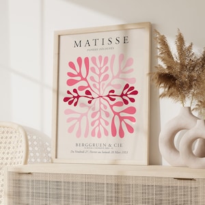 Pastel Pink Matisse Print, Henri Matisse Poster, Mid Century Modern, Minimalist Home Art, Matisse Cut Outs, Dorm decor, Exhibition Poster