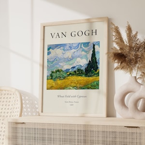 Van Gogh Art Print, Wheat Fields, Van Gogh Poster, Living Room Prints, Saint Remy France Cypresses Print, Above Bed Decor, Gift For Her