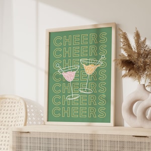 Cheers Kunstdruck, Fine Art Poster, Wohnzimmer Wandkunst, Typografie Zitat, Flur Wandkunst, Barwagen Druck, Cin Cin, Wohnheimdekoration, Geschenkidee
