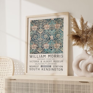 William Morris Print, Morris Honeysuckle Poster, Über dem Bett Dekor, Ausstellungsplakat, Große Wandkunst, Mid century Modern, Weihnachtsgeschenkidee