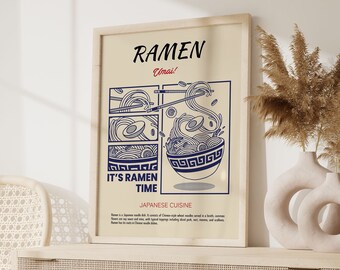 Ramen Poster, Food Print, Modern Kitchen Decor, Illustration, Japanese, Food, Chef Print, Bar Art, Exhibition Poster, Retro Wall Art, Japan