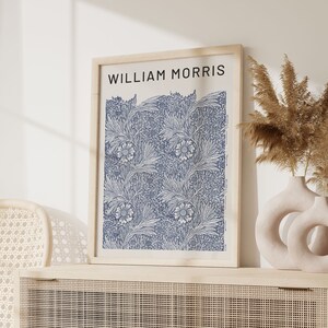 Impresión azul cielo de William Morris, póster de madreselva de William Morris, arte de pared para el hogar, arte moderno de mediados de siglo, arte de pared de galería grande, decoración de dormitorio