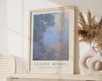 Póster de la exposición de Claude Monet, Mañana en el Sena, Impresión artística de Monet, Impresión floral para pared, Paisaje, Naturaleza, Pintura impresionista vintage