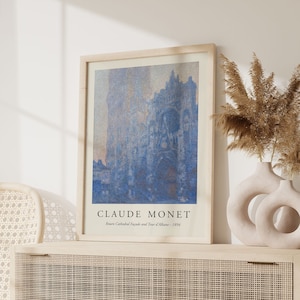 Blue Claude Monet Poster, Rouen Cathedral Art Print, House Wall Prints, Nature Vintage Impressionism Painting, Home decor, Wall art