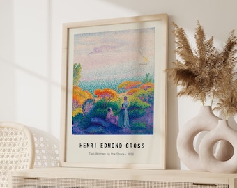 Henri Edmond Cross print, Fine art poster, Famous artists, Two Women by the Shore, Dine room wall decor, Museum quality art, Gift For Her