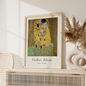 Impresión de El beso de Gustav Klimt, arte de pared de moda, regalo para ella, arte de pared para sala de estar, bellas artes, reproducción de Klimt, pintura famosa, arte de pared
