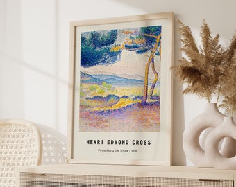 Henri Edmond Cross Print, Pines Along The Shore, Edmond Cross Fine art poster, Home wall decor, Museum quality art Prints, Gift For Her