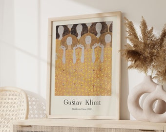 Gustav Klimt, Friso de Beethoven, Pintura de Gustav Klimt, Bellas Artes, Reproducción de Klimt, Arte de sala de estar, Pintura famosa, Decoración ecléctica