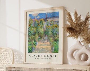 Claude Monet Poster, Artists Garden at Giverny, Monet Print, Expressionist Art, Vintage French Home Decor, Floral Wall Art, Floral Decor