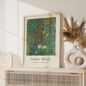 Póster de Gustav Klimt, jardín de Klimt, flores de Klimt, decoración de pared floral, arte de pared de primavera, idea de regalo, impresión de pared de verano, arte de pared de moda