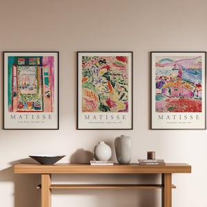 Henri Matisse Colorful Print Set of 3, Set of Matisse Wall Poster, 3 Piece Mid Century Gallery Wall art set, Boho gallery wall prints