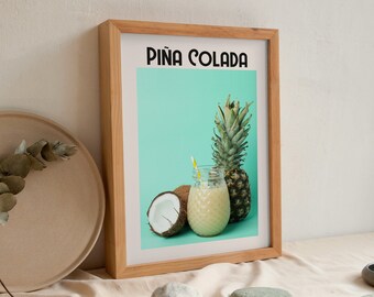 Pina Colada Coctail Print, Trendy Bar Cart Art, Retro Cocktail Posters, Wall Art, Wall Decor, Kitchen Decor, Bestseller Home Bar Decor Print