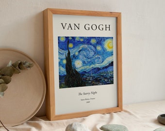 Lámina de Van Gogh, lámina de La noche estrellada, póster de Van Gogh, láminas para pasillos, lámina de Saint Rémy, decoración de paredes para el hogar, láminas para el salón, idea de regalo