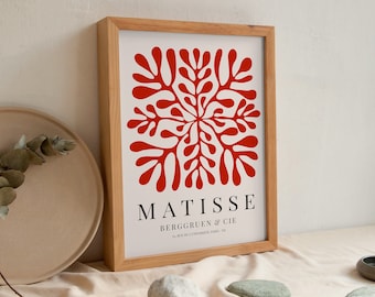 Red Matisse Print, Henri Matisse Poster, Mid Century Modern, Minimalist Home Art, Matisse Cut Outs, Dorm decor, Exhibition Poster