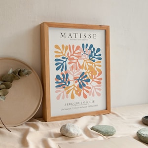 Pastel Matisse Print, Henri Matisse Poster, Mid Century Modern, Minimalist Art, Matisse Cut Outs flowers, Colorful art, Exhibition Poster