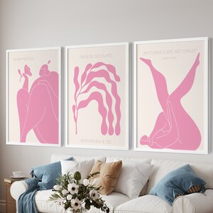 Pink Henri Matisse Print Set of 3, Henri Matisse Poster, Bedroom Wall Art, Preppy Room Decor, Living Room Wall Art, Dorm Decor, Gift For Her