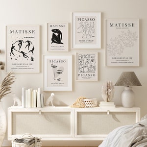 Pablo Picasso Print Set of 6, Henri Matisse Poster Set, Living Room Wall Art, Preppy Room Decor, Bedroom Wall art, Dorm Decor, Gift For Her