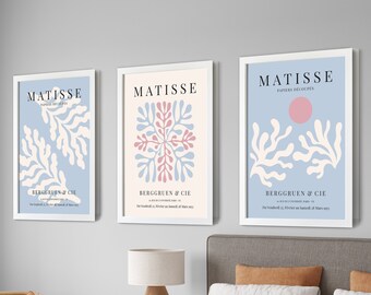 Henri Matisse Set of 3 Prints, Printable Wall Art Prints, Blue Wall Art ...