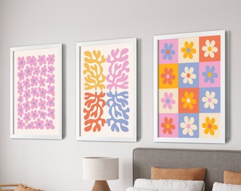 Botanical Prints Set of 3 Flower Art, Above Bed Decor, Wildflower Art Set, Watercolor Flower, New Home Gift, Floral Art Watercolor Greenery