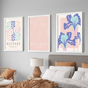 Henri Matisse Prints, Zestaw 3 Plakatów Matisse, Preppy Wall Art, Plakaty Wystawowe, Dekoracje Ścienne, Sztuka Ścienna Do Salonu, Pastelowy Różowy Dekoracja Do Sypialni