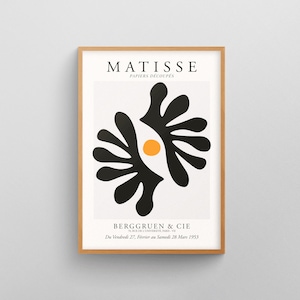Henri Matisse Black and White Prints, Matisse Poster, Mid Century Modern, Minimalist Art, Matisse Cut Outs, Dorm decor, Exhibition Poster