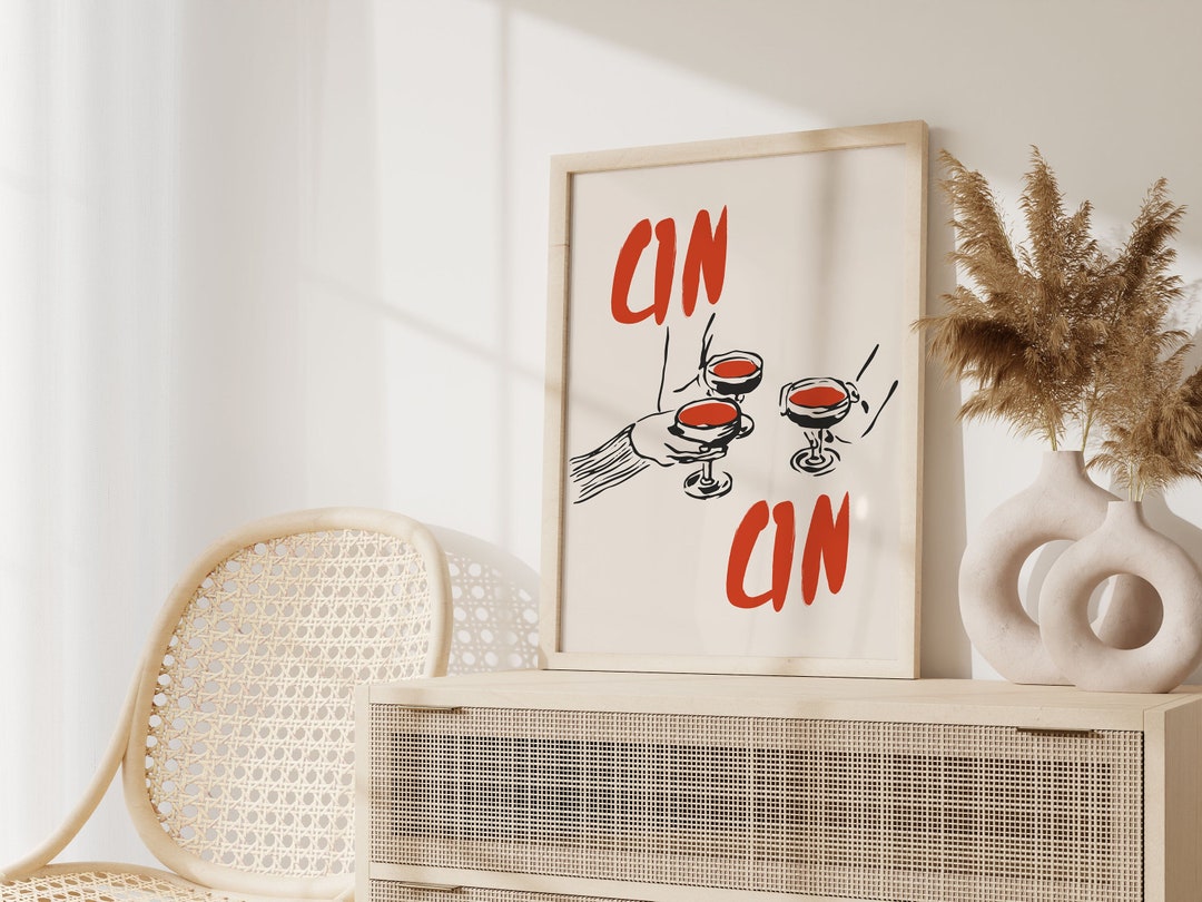 Cin Cin Art Print, Cheers Definition Print, Typography Quote, Bedroom